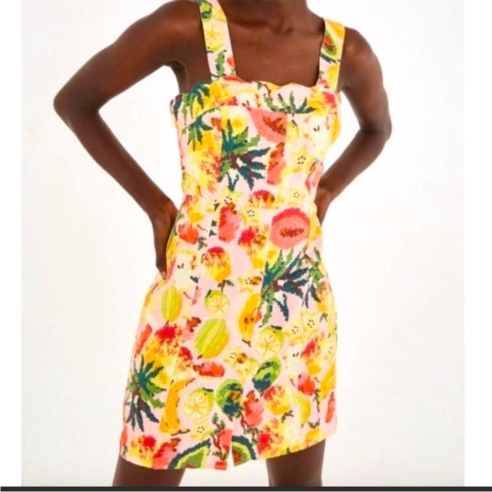 Farm Rio Dress Frutas Linen Mini sleeveless fruit print XL